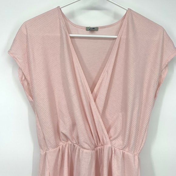 Ecote Romper Pink V Neck Ribbed Knit Surplice - Picture 7 of 11